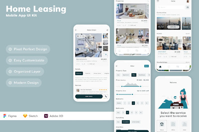房屋租赁移动应用  APP UI KIT (SKETCH,FIG,XD)