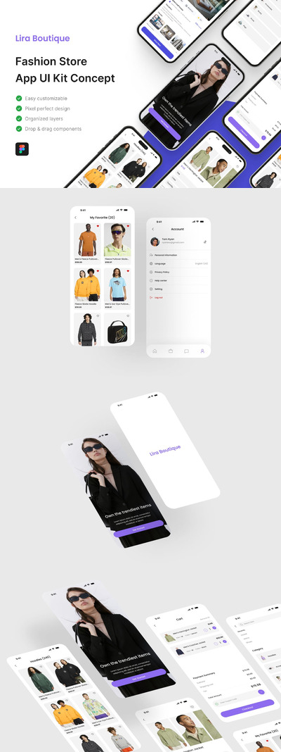 时尚服饰电商应用 APP UI KIT (FIG)