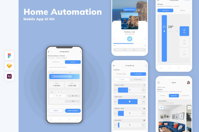 家庭自动化移动应用 APP UI KIT (SKETCH,FIG,XD)