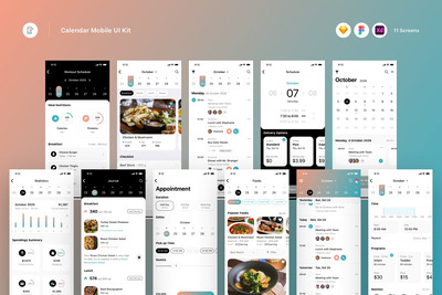 日历移动  APP UI KIT (SKETCH,FIG,XD)