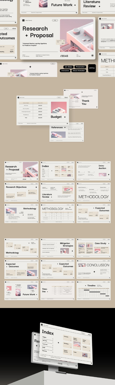 交互式研究提案 PPT模版 (PPTX)