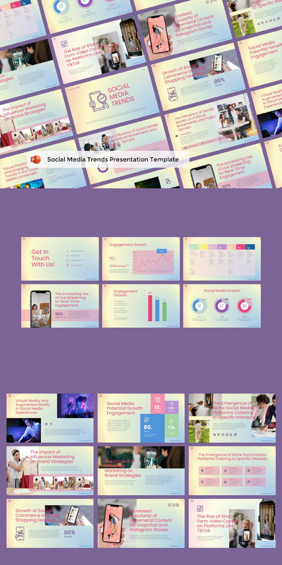 社交媒体趋势展示PPT模版 (PPTX)