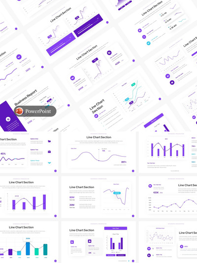 折线图业务统计PPT模版 (PPTX)