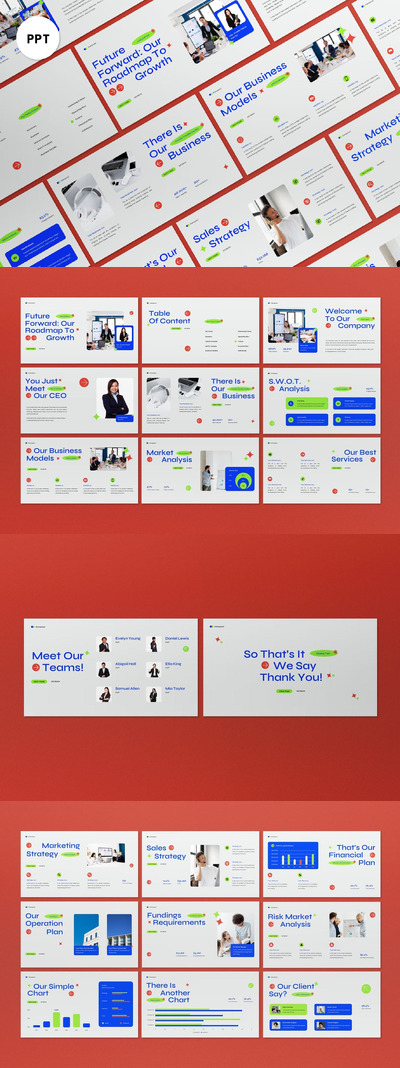 绿橙蓝现代商业计划PPT模版 (PPT)