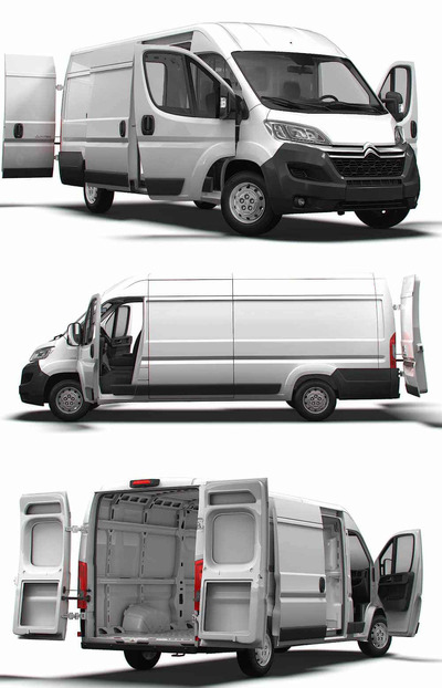 带内饰的2023款雪铁龙Citroen Jumper L4H2厢式货车 汽车3D模型（OBJ,FBX,MAX,LWO,C4D）