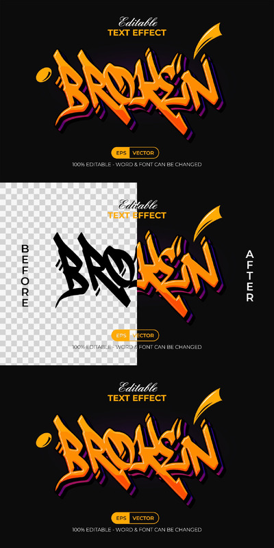 破碎的文字效果涂鸦风格 (AI,EPS)