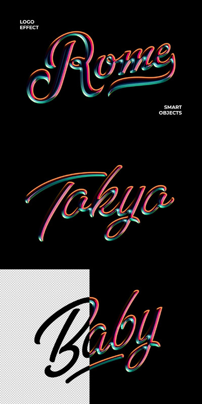 明亮的文字和标志效果 (PSD)