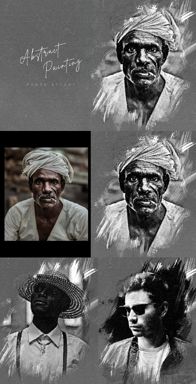 抽象绘画照片效果 (PSD)