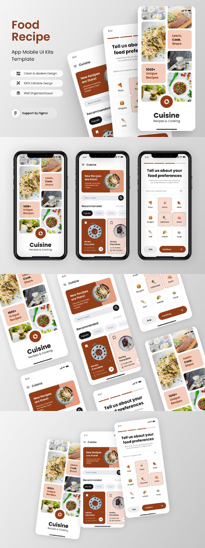 美食 - 美食食谱应用APP UI KIT (FIG)