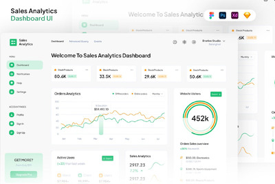 销售分析仪表板 UI (FIG,PSD,SKETCH,XD)