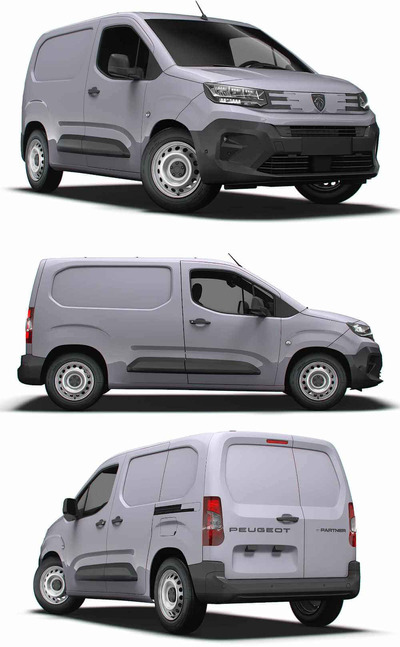 2024款标志Peugeot e Partner SWB电动面包车 汽车3D模型（OBJ,FBX,MAX,LWO,C4D）