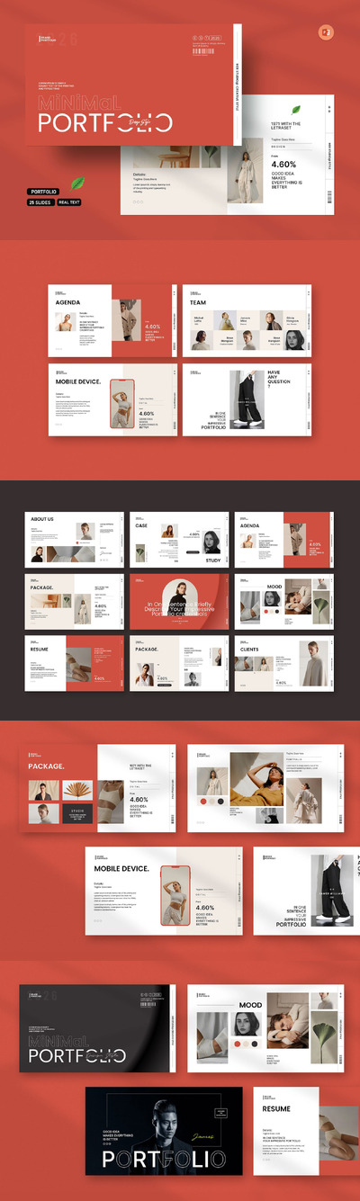 极简主义投资组合PPT模版 (PPTX)