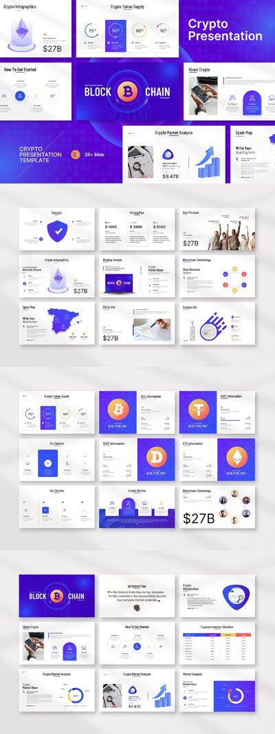 加密货币和比特币PPT模版 (PPTX)