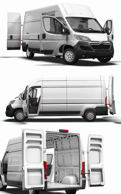 带内饰的2023款雪铁龙Citroen Jumper Van L3H3厢式货车 汽车3D模型（OBJ,FBX,MAX,LWO,C4D）