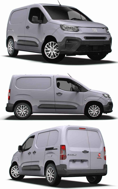 2024 Fiat E Doblo SWB Van电动厢式货车 汽车3D模型（OBJ,FBX,MAX,LWO,C4D）