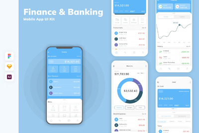 金融与银行移动应用APP UI KIT (SKETCH,FIG,XD)