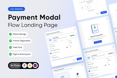 着陆页面的支付模式流程网页模板 (FIG,SKETCH,XD)