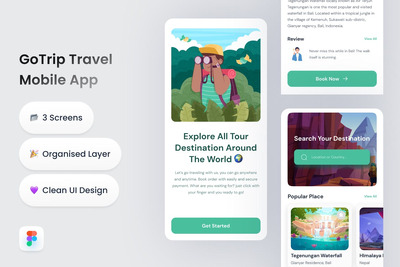 GoTrip旅游手机应用APP UI KIT (FIG)