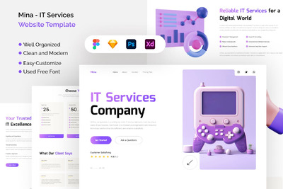 IT 服务网站模板模板 (FIG,PSD,SKETCH,XD)