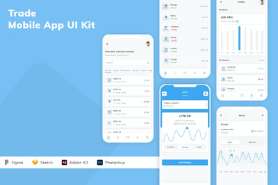 交易移动应用APP UI KIT (SKETCH,FIG,XD,PSD)