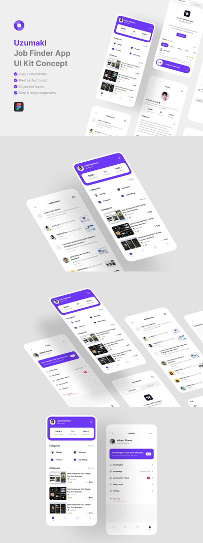 求职应用APP UI KIT (FIG)