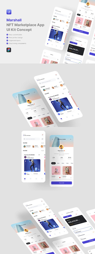 NFT 市场应用APP UI KIT (FIG)