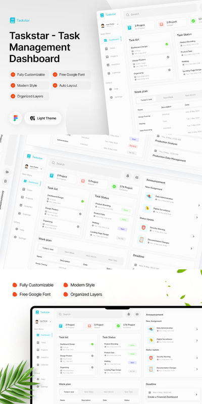 任务管理仪表板Figma Design (FIG)