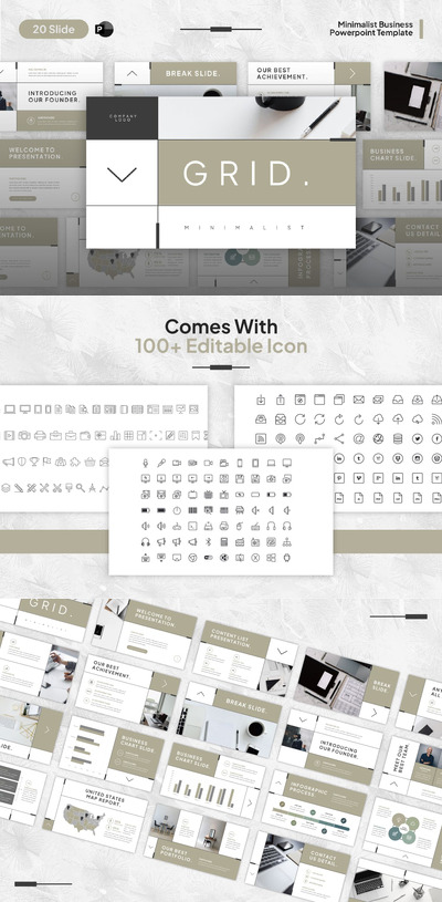 商业极简主义PPT模版 (PPTX,PPT)