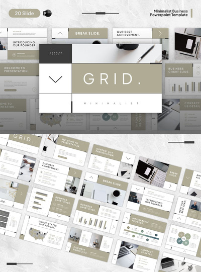 商业极简主义PPT模版 (PPTX,PPT)