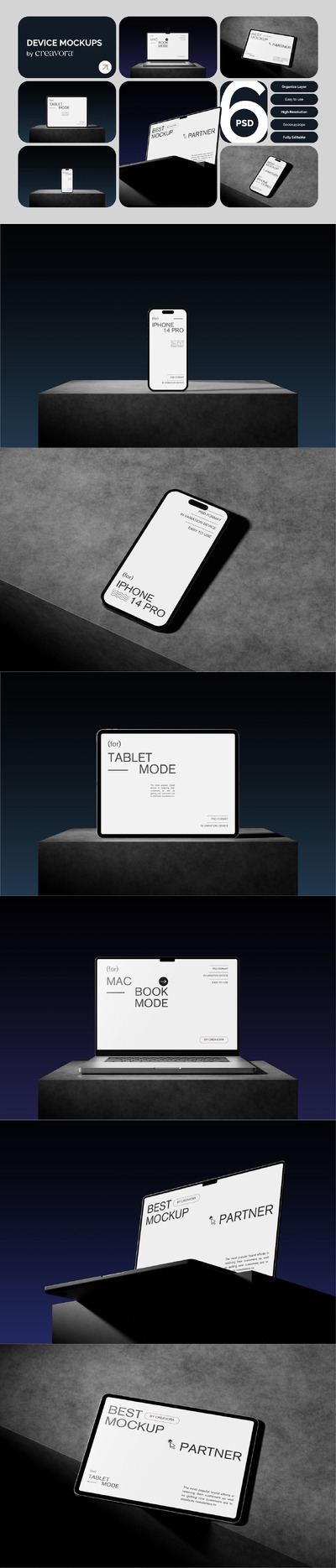 黑色手机设备模型 (PSD)