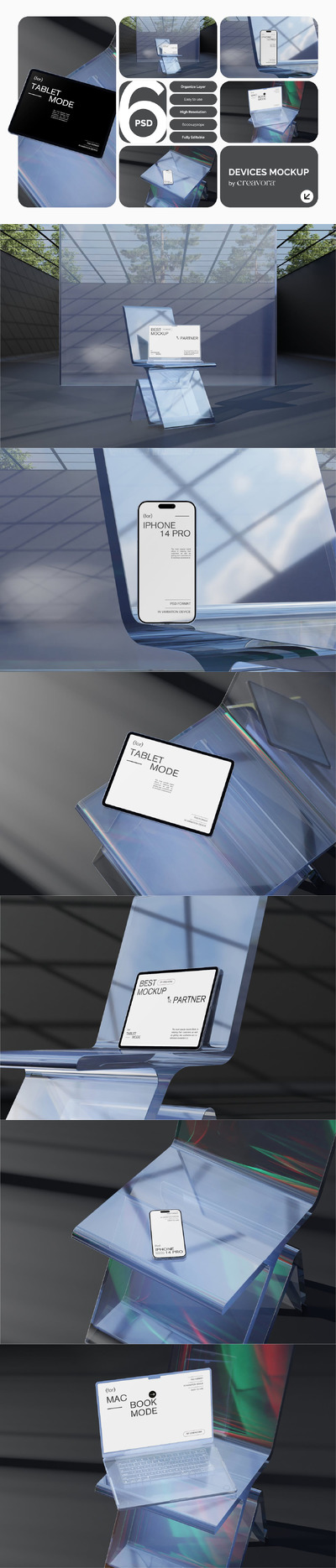 未来玻璃手机设备模型样机 (PSD)