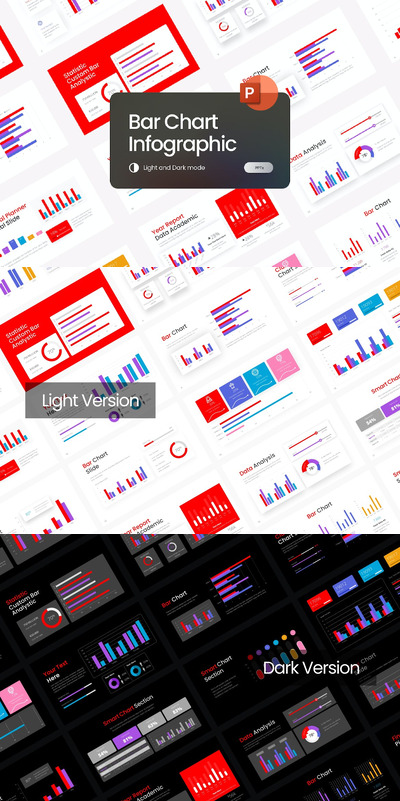 条形图数据信息图表  PPT模版 (PPTX)