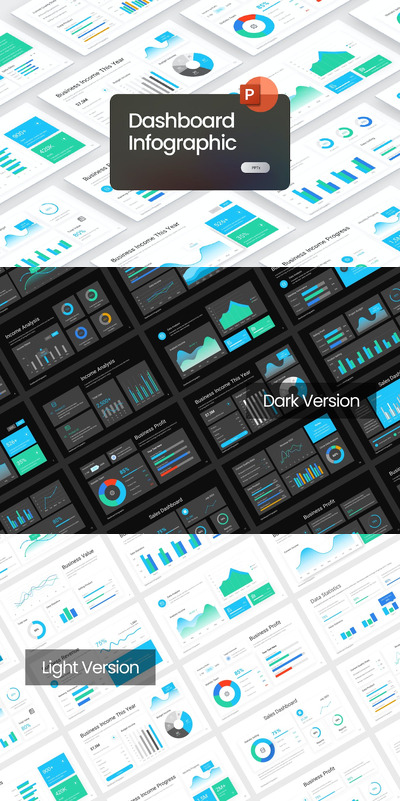 仪表板信息图表聊天 PPT模版 (PPTX)