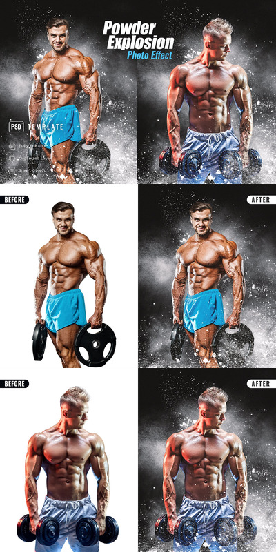 粉末爆炸照片效果 (PSD)