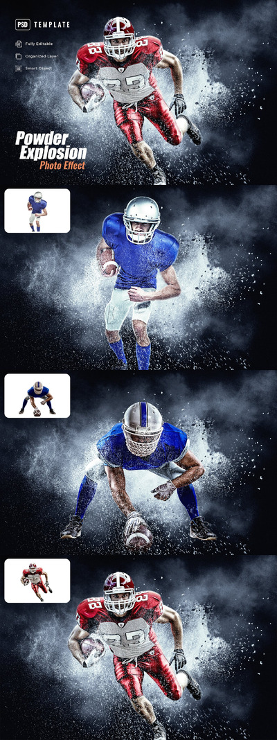 粉末爆炸照片效果 (PSD)