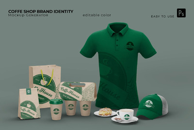 咖啡店品牌标识样机 (PSD)