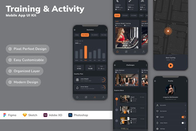 培训和活动移动应用 APP UI KIT (SKETCH,FIG,XD,PSD)
