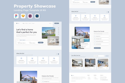 房产展示登陆页面模板 UI 套件 (SKETCH,FIG,XD,PSD)