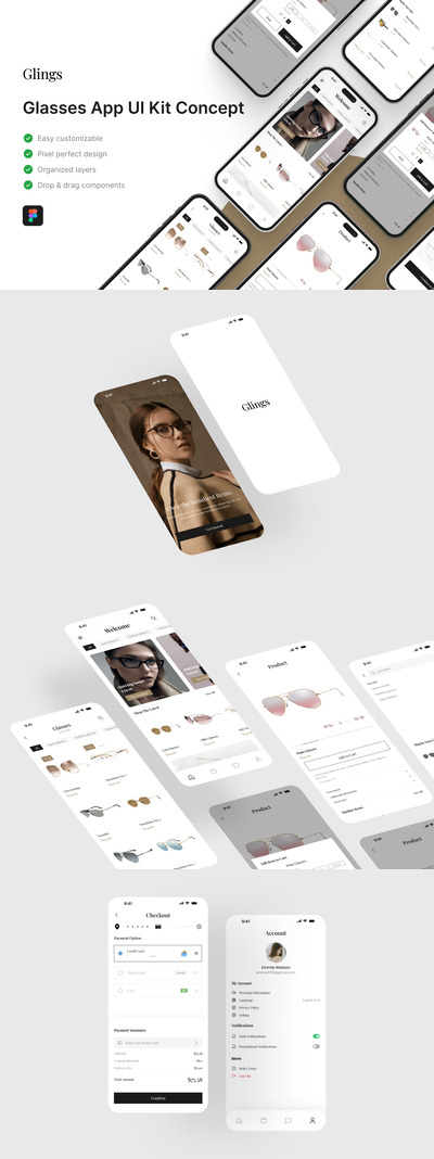 眼镜商店应用 APP UI KIT (FIG)
