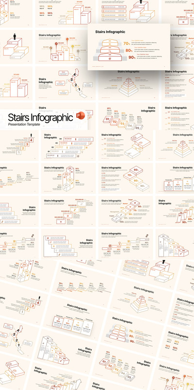 楼梯线信息图PPT模版 (PPTX)