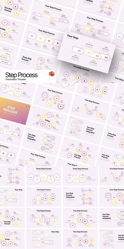 步骤流程信息图PPT模版 (PPTX)