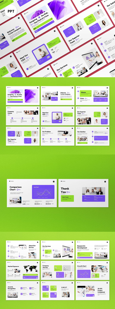 白色现代网页设计公司简介PPT模版 (AI,PSD)