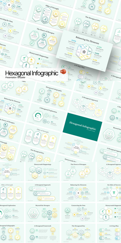 六角线图表PPT模版 (PPTX)
