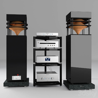 包含Duevel Sirius音箱的高端音响设备组合3D模型（OBJ,MAX）