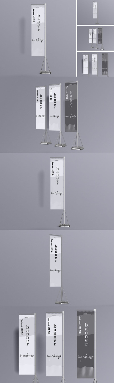 广告旗帜横幅样机 (PSD,PDF)