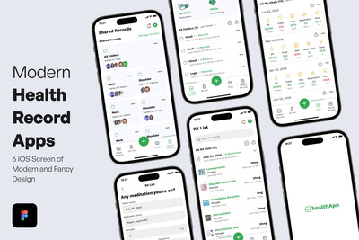 现代健康记录应用APP UI KIT (FIG)