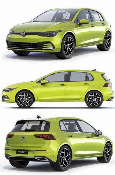 2019款大众Volkswagen Golf VIII汽车3D模型（OBJ,FBX,MAX）