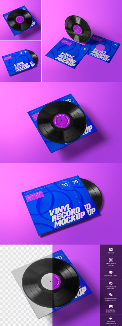 黑胶唱片乙烯基样机 (PSD)