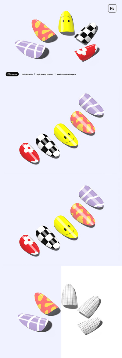 亚克力指甲样机 (PSD)