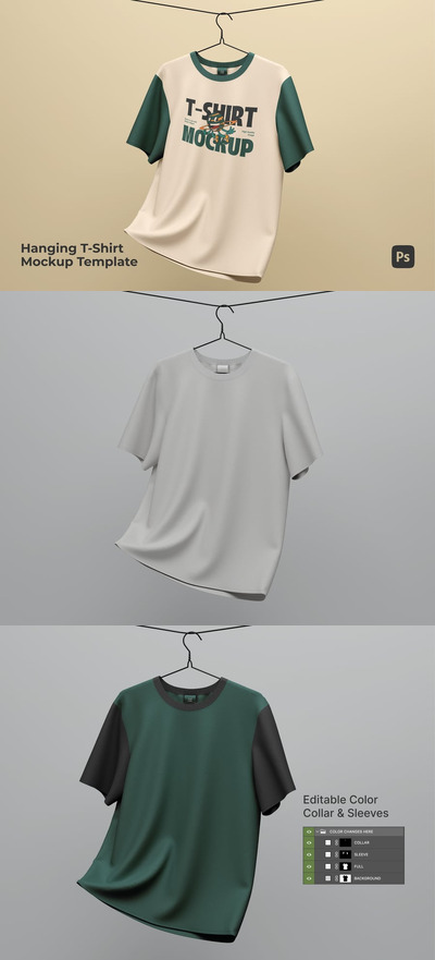 悬挂 T 恤样机 (PSD)